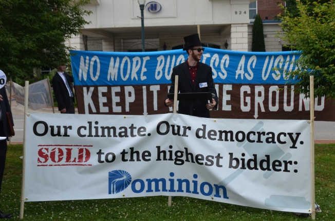 Climate activists protest outside Dominion Resources' May shareholder meeting in Columbia, SC. Photo credit Ian Ware, Chesapeake Climate Action Network.
